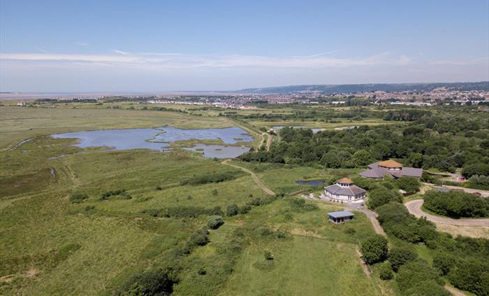 Aerial view of Llanelli Wetland Centre